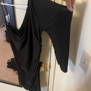One sleeve black dress